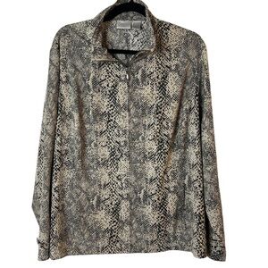 Chicos Zenergy Snakeskin Python Print Stretch Woven Zip Up Travel Jacket